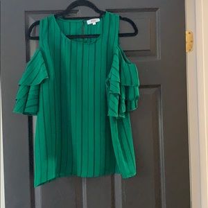Gorgeous green and black blouse.